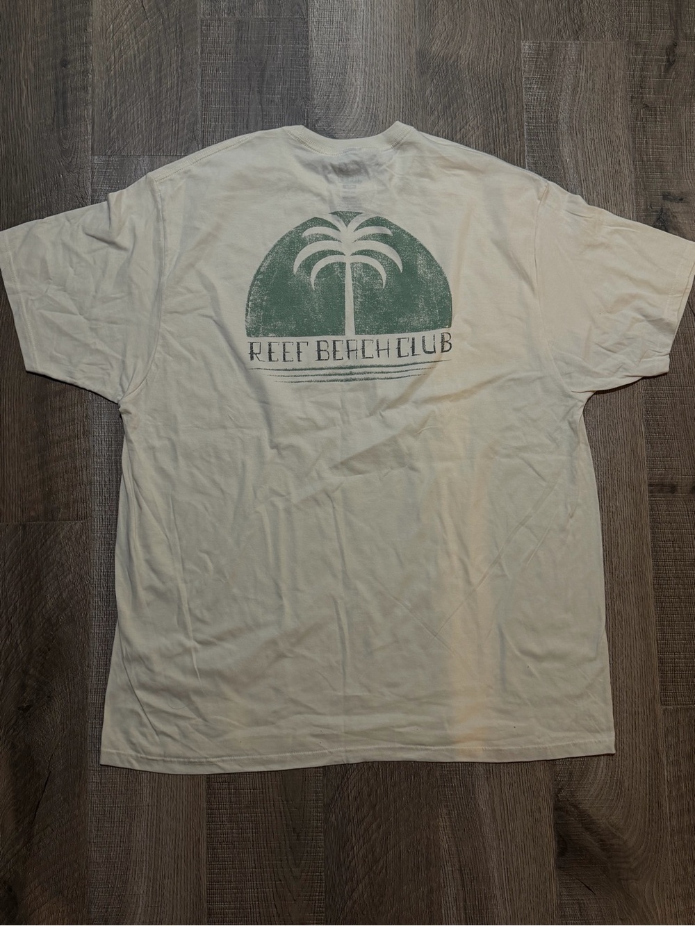 Reef Logo Tee in Cream with Black Print